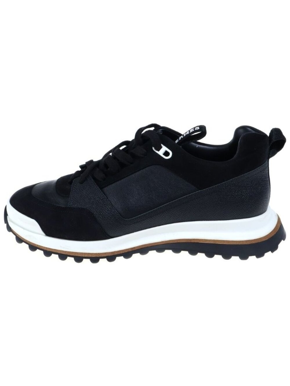 Hermes Leader Low-Top Sneakers Calf Epsom Chevre Velours Black